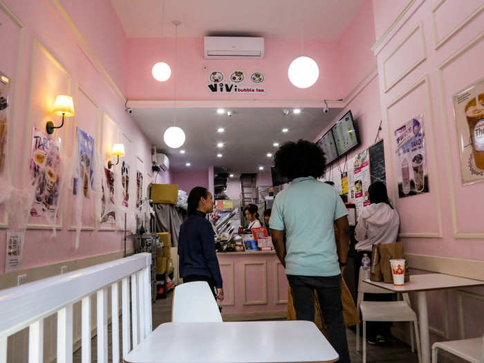 Third on my list was ViVi Bubble Tea in Chinatown. It was a cute, pink space that was somehow both messy and homey. According to the ViVi website, there are 70 branches across the US.