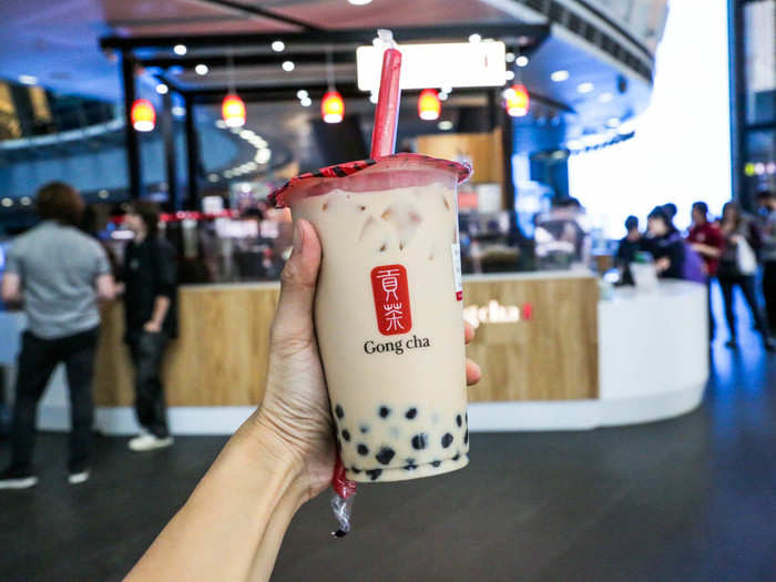 MEDIUM PEARL MILK TEA, $4.25 — Gong Cha has gotten a lot of buzz lately for adding a cheese topping to its menu. However, I got a good old fashioned milk tea with tapioca pearls.