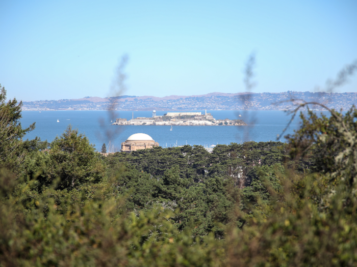 And beyond the Palace of Fine Arts is Alcatraz, what was once a maximum-security island prison.