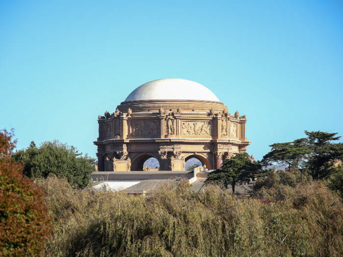 You can see the dome of the Palace of Fine Arts looming large just a few yards away.