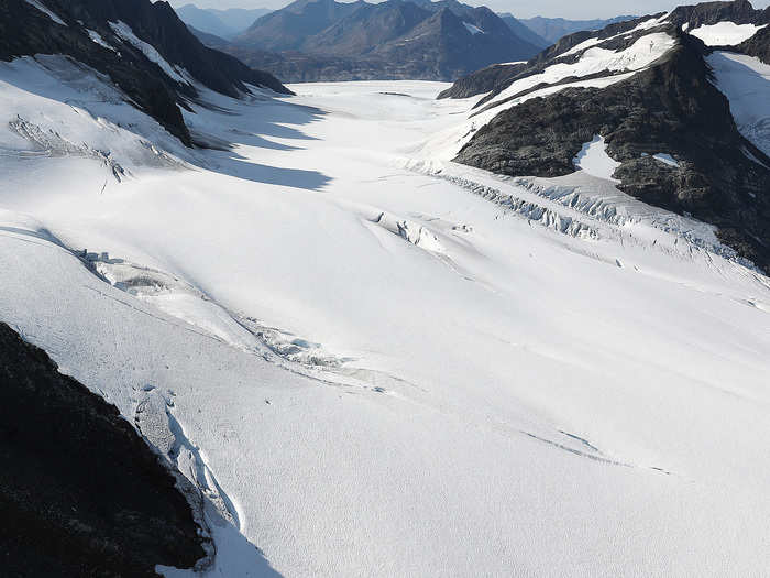 Glaciers form from snow falling and piling up. If it doesn