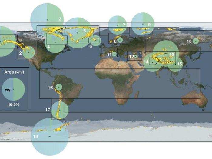 According to Antarctic Glaciers, a group that explains glacier science, about 198,000 glaciers cover 450,000 square miles across the globe. Glacial ice covers 10% of the land area on Earth.