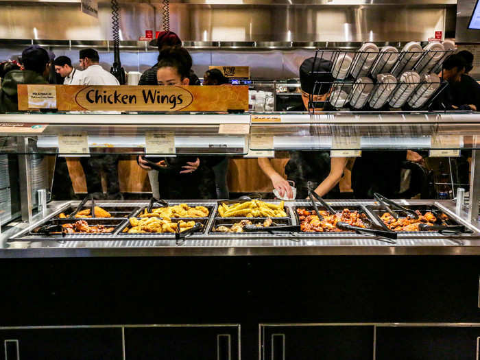 There was also a made-to-order salad bar, a made-to-order burger station, and a chicken wing bar.