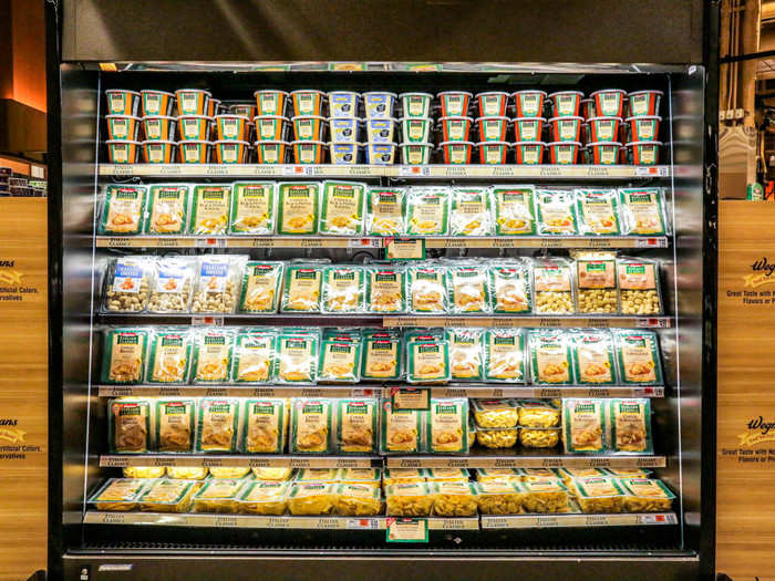 In the "Italian" section, there was cauliflower gnocchi for keto dieters, as well as every kind of pasta imaginable — all Wegmans brand, of course.