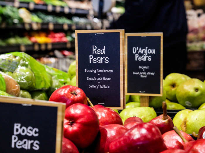 The produce was colorful, fresh, and stacked high. The signs contained cute, homey descriptions that brought the flavors of each item to life.