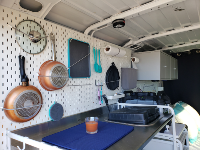 Having a kitchen in the back of the van allows Aquino, a pastry chef, to open the two back doors while cooking to aerate the van.