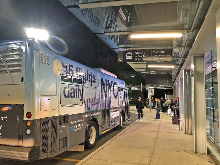 Both shuttles and car services come through the parking lot. The shuttle brings passengers to Toronto Union train station. It was only a 10-minute drive from the parking lot to my hotel.