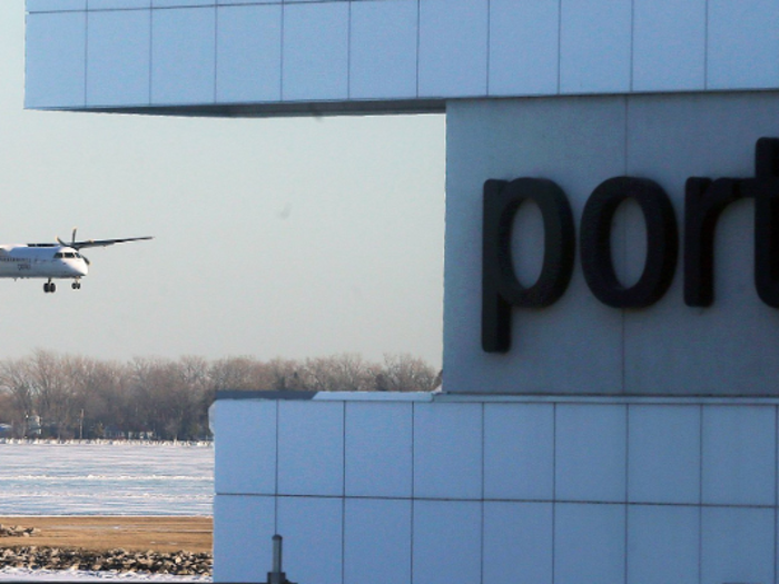 Porter Airlines told Business Insider that their flights make up the majority of those passing through the airport. They said Air Canada has a route between Toronto and Montreal that also uses the commercial terminal, but chartered planes use a different terminal on the island.