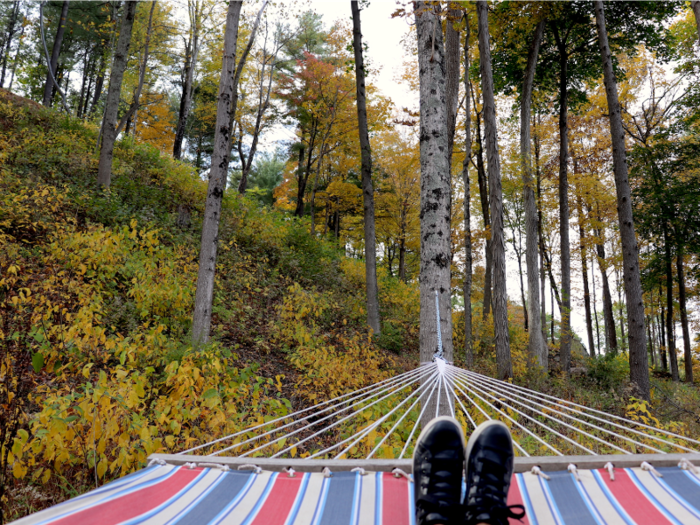 I took a strong liking to the creekside hammock. To my left were views of the woods and to my right were views of the water.