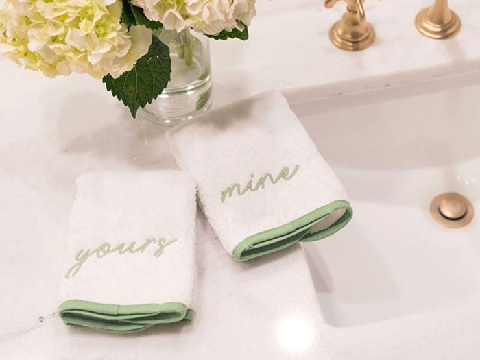 Bath towels embroidered with a monogram or full word