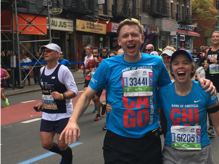 Around mile 18, we ran into two of our fans (Lydia