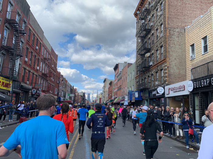 While running in north Brooklyn, we got really cool peeks at the Manhattan skyline. We also ran into people who had been running marathons for decades. As someone who was on her second, I was inspired.