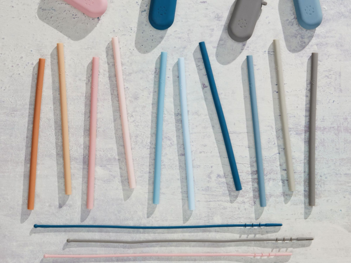 A set of colorful silicone straws that reduce plastic waste