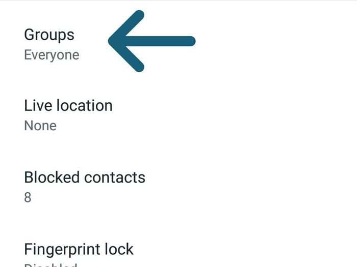 4. Within the ‘Privacy’ menu scroll down to ‘Groups’.