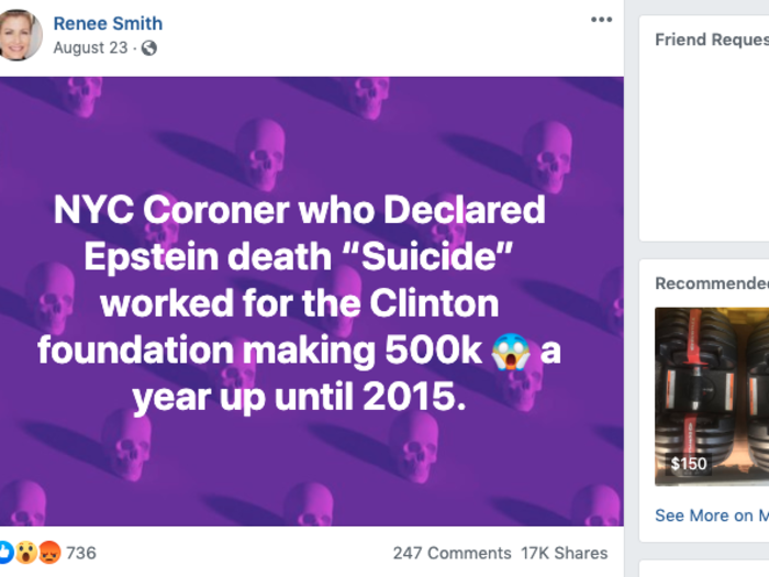 9. "NYC coroner who declared the death of Jeffrey Epstein a suicide made half a million dollars a year working for the Clinton Foundation until 2015"