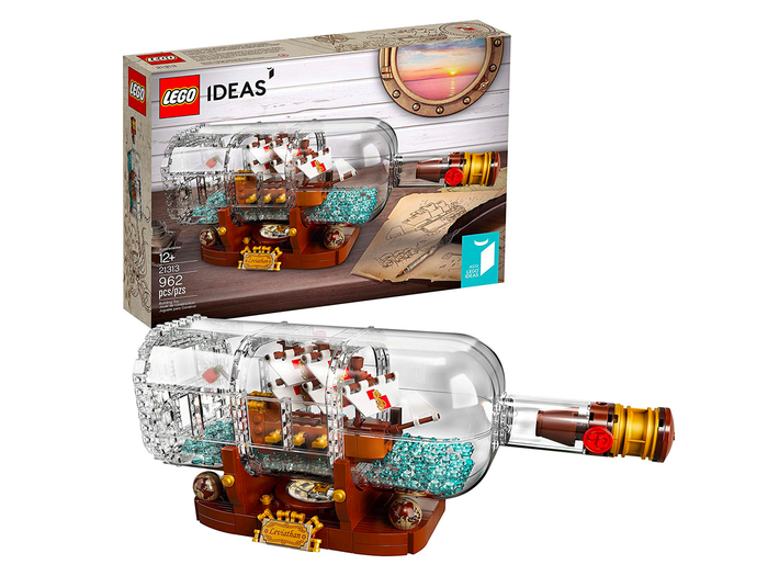 The Lego version of the classic ship in a bottle model