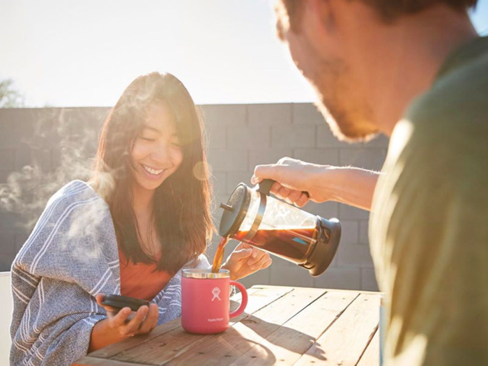 An insulated coffee mug