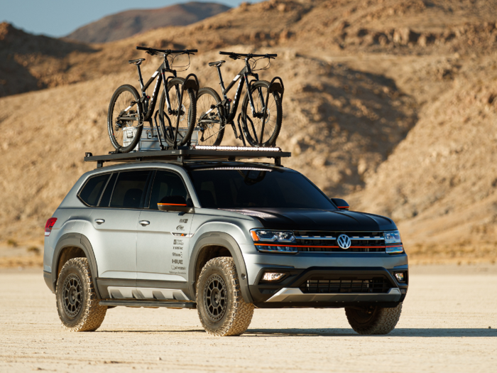 The car comes with multiple accessories, including off-road LED light bars, roof rack system to hold bikes, custom body kit, and coilovers that increases the ride height by about 1.5 inches.