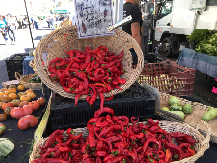 I shop at the farmers market for good prices on fresh produce and prepared foods.