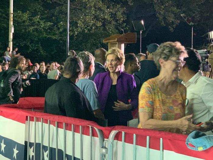 After Warren finished, she stuck around for four hours, not leaving until 11:40 p.m. Many of her supporters were happy to wait in line for a selfie.