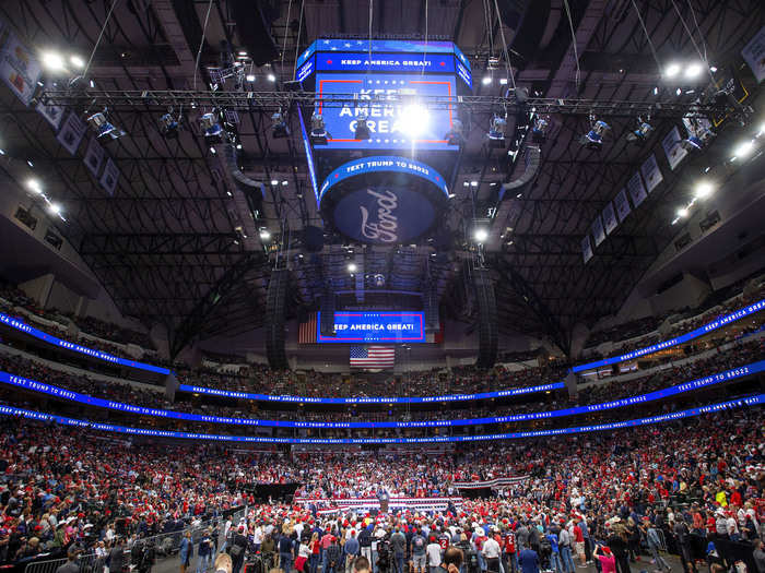 But Trump spoke inside the American Airlines Center...