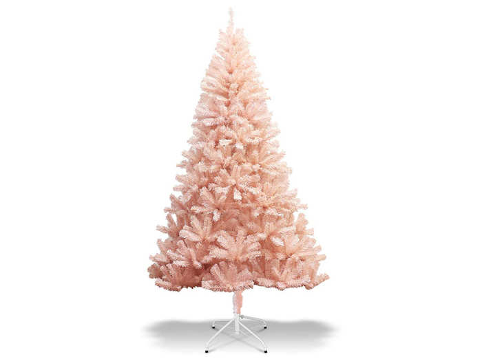 A 6-foot-tall pale pink Christmas tree