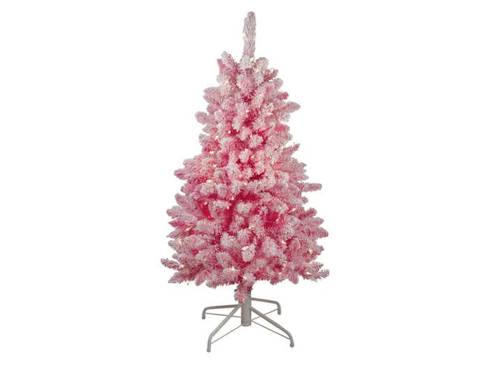 A pink pine Christmas tree with 200 clear lights