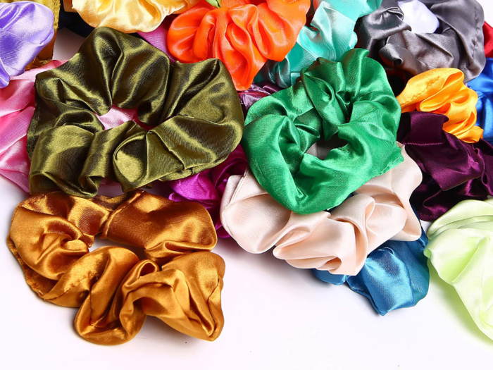 More than 40 satin scrunchies