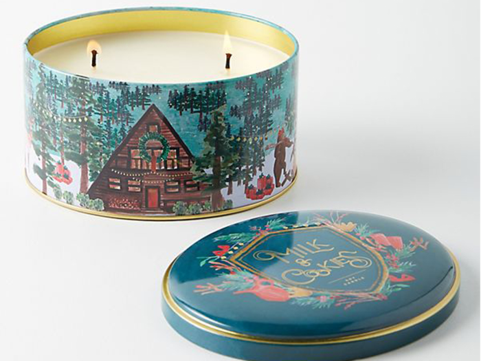 A candle with classic holiday scents