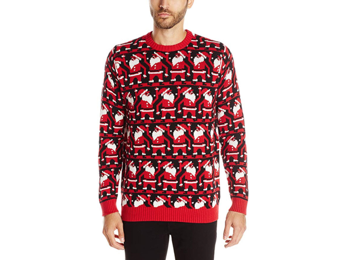 A sweater full of dancing Santas