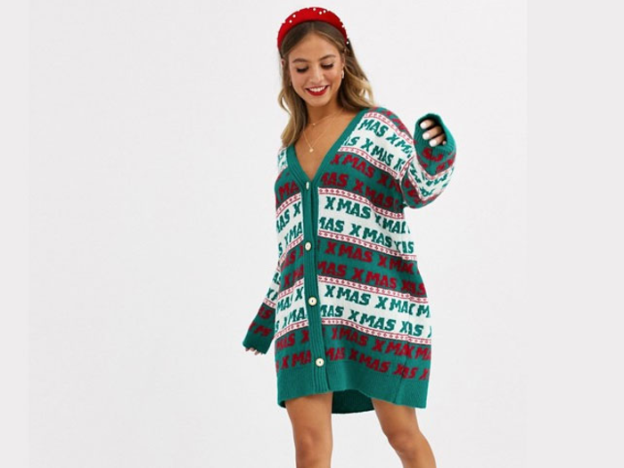 An ugly Christmas sweater dress