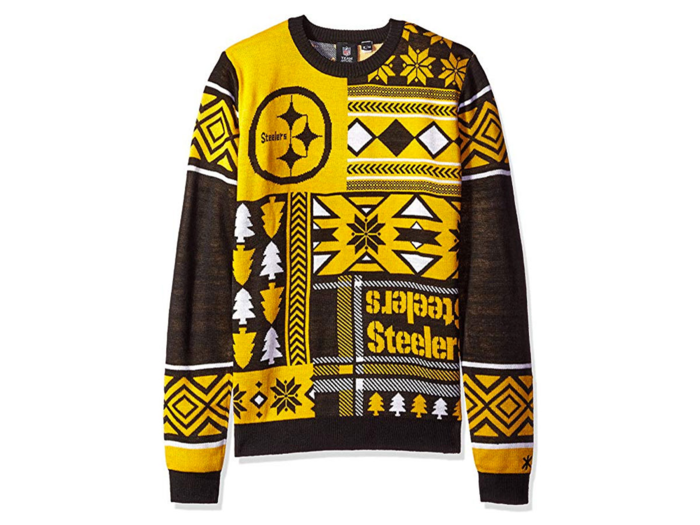 A spirited sweater that pays homage to their favorite team