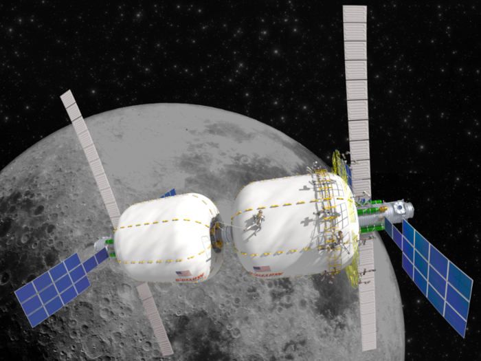 Two B330 modules could potentially link together to form their own space station. Bigelow Aerospace sees this as a way to build a space station that orbits the moon.