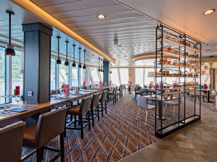 The ship has three restaurants and other communal amenities ...