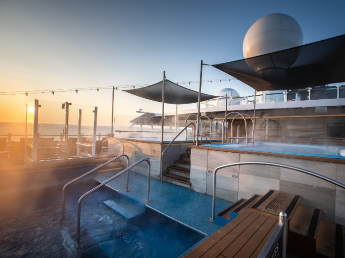 All passengers have access to the infinity pool and the hot tubs on the observation deck ...