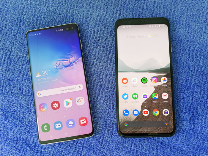 The Galaxy S10 comes with a minimum of 128 GB of storage, twice as much as the Pixel 4