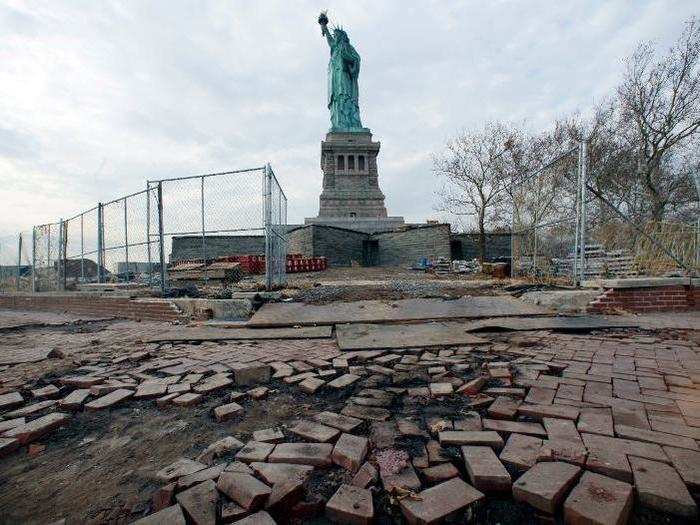 Hurricane Sandy caused significant damage to Liberty Island