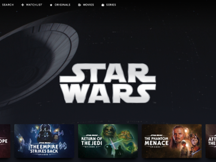 The Star Wars tab is an easy place for fans to access all Star Wars content, including every movie — with the originals all available in 4K UHD too.