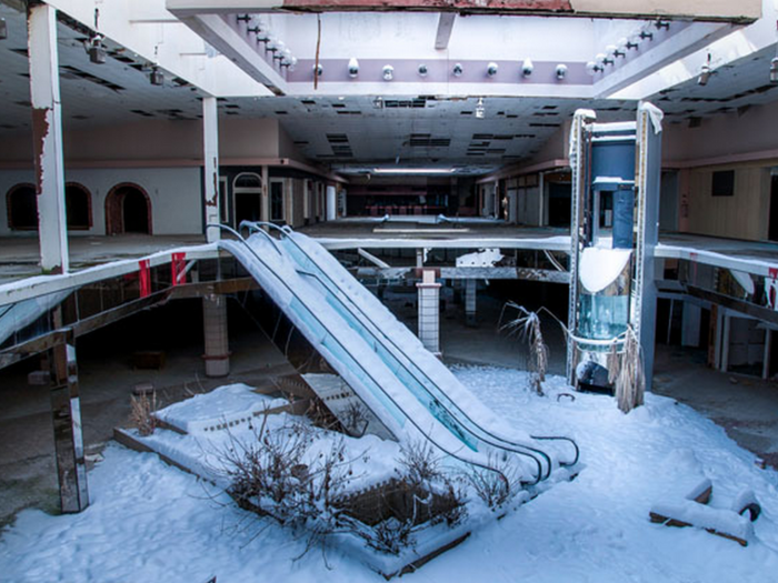 The inside of the mall was crumbling and covered with snow, left exposed to the Ohio elements.