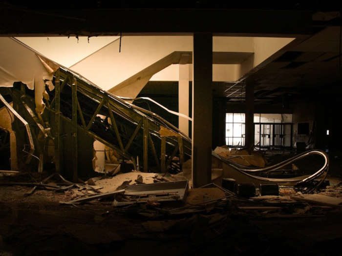 The mall was shut down in 2014, but the decaying interior makes it appear as if it