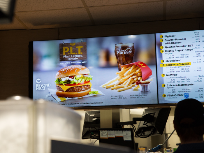 Given the hype, my expectations were high. The burger is made with a pea-based patty from Beyond Meat, and is topped with cheese, tomato, lettuce, onion, pickles, a mayo-based sauce, ketchup, mustard, and the quarter-pounder bun.