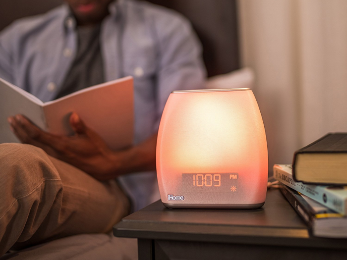 A light-up alarm clock