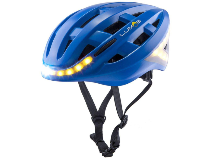 A bike helmet with built-in turn signals