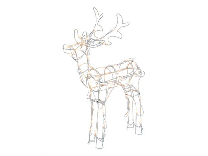 An outdoor light-up reindeer