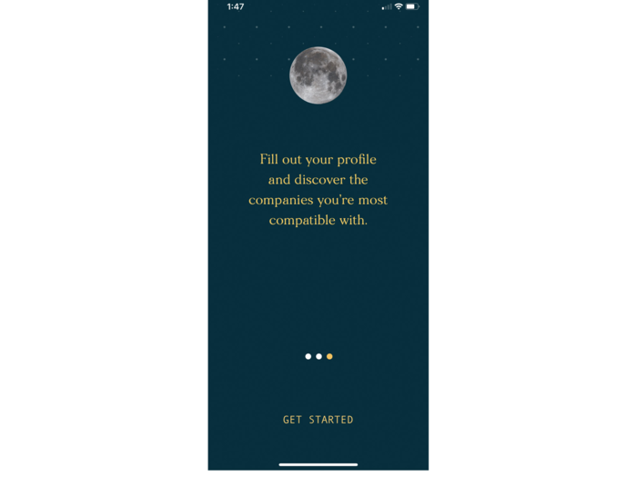 On the last screen before moving on to complete your profile, Bull & Moon promises to provide your portfolio match made in the stars.