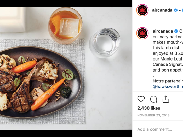 Around an hour before landing passengers who confirmed they wanted breakfast were woken up and brought a tray of food. Air Canada promises "mouth-watering meals" in flight ...