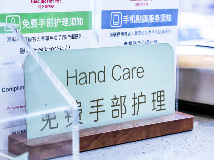 I went to the hand care station, which was empty, and asked for a massage.