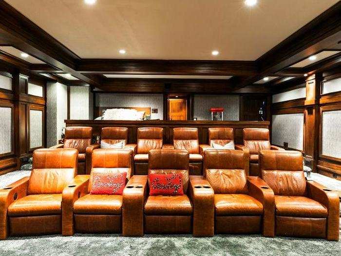 Luxury amenities include an in-home movie theater, tennis court and helipad.