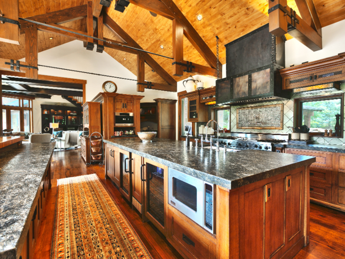 ... floor-to-ceiling walnut bookcases ...