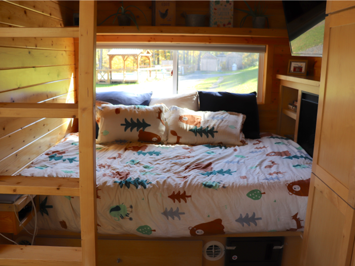 In terms of accessibility, the bed in the tiny house was also accessible from one side and one side only — but it